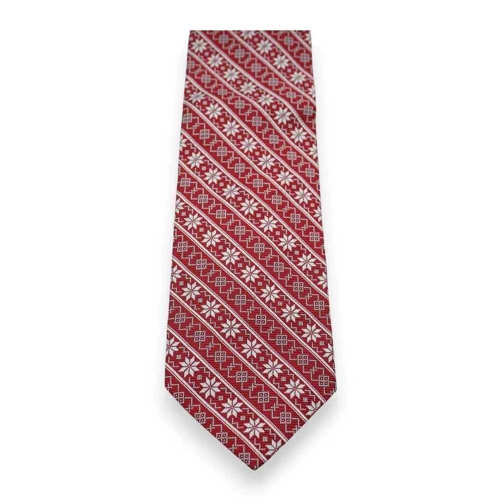 Brooks Brothers Red 100% Silk Tie Geometric Pattern‎ USA Made